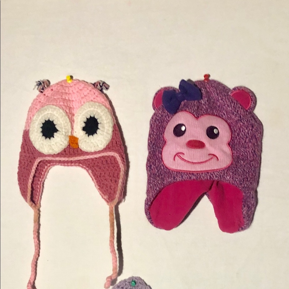 Baby owl croquet hat & monkey hat lot